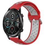 For Honor Magic Watch2 42mm 20mm Perforated Breathable Sports Silicone Watch Band(Red+Grey)