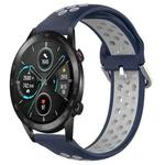 For Honor Magic Watch2 42mm 20mm Perforated Breathable Sports Silicone Watch Band(Midnight Blue + Gray)