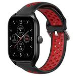 For Amazfit GTS 4 20mm Perforated Breathable Sports Silicone Watch Band(Black+ Red)