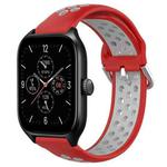 For Amazfit GTS 4 20mm Perforated Breathable Sports Silicone Watch Band(Red+Grey)