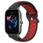 For Amazfit GTS 3 20mm Perforated Breathable Sports Silicone Watch Band(Black+ Red)