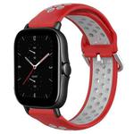 For Amazfit GTS 2E 20mm Perforated Breathable Sports Silicone Watch Band(Red+Grey)