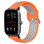 For Amazfit GTS 2 Mini 20mm Perforated Breathable Sports Silicone Watch Band(Orange+Grey)