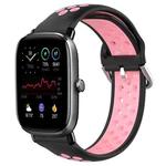 For Amazfit GTS 2 Mini 20mm Perforated Breathable Sports Silicone Watch Band(Black+Pink)