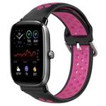 For Amazfit GTS 2 Mini 20mm Perforated Breathable Sports Silicone Watch Band(Black+Rose Red)