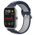For Amazfit GTS 20mm Perforated Breathable Sports Silicone Watch Band(Midnight Blue + Gray)