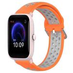 For Amazfit Pop Pro 20mm Perforated Breathable Sports Silicone Watch Band(Orange+Grey)