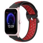 For Amazfit Pop Pro 20mm Perforated Breathable Sports Silicone Watch Band(Black+ Red)
