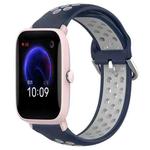For Amazfit Pop Pro 20mm Perforated Breathable Sports Silicone Watch Band(Midnight Blue + Gray)
