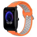 For Amazfit Pop 20mm Perforated Breathable Sports Silicone Watch Band(Orange+Grey)