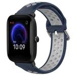 For Amazfit Pop 20mm Perforated Breathable Sports Silicone Watch Band(Midnight Blue + Gray)