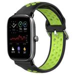 For Amazfit GTS 4 Mini 20mm Perforated Breathable Sports Silicone Watch Band(Black+ Lime)