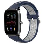 For Amazfit GTS 4 Mini 20mm Perforated Breathable Sports Silicone Watch Band(Midnight Blue + Gray)