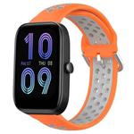 For Amazfit Bip3 20mm Perforated Breathable Sports Silicone Watch Band(Orange+Grey)