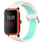 For Amazfit Bip 1S 20mm Perforated Breathable Sports Silicone Watch Band(Pink+ Water Duck)
