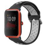 For Amazfit Bip 1S 20mm Perforated Breathable Sports Silicone Watch Band(Black+ Grey)