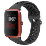 For Amazfit Bip 1S 20mm Perforated Breathable Sports Silicone Watch Band(Black)