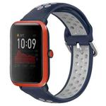 For Amazfit Bip 1S 20mm Perforated Breathable Sports Silicone Watch Band(Midnight Blue + Gray)