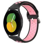 For Samsung Galaxy Watch 5 44mm 20mm Perforated Breathable Sports Silicone Watch Band(Black+Pink)