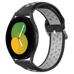 For Samsung Galaxy Watch 5 44mm 20mm Perforated Breathable Sports Silicone Watch Band(Black+ Grey)