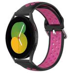For Samsung Galaxy Watch 5 44mm 20mm Perforated Breathable Sports Silicone Watch Band(Black+Rose Red)