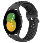 For Samsung Galaxy Watch 5 44mm 20mm Perforated Breathable Sports Silicone Watch Band(Black)