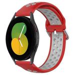 For Samsung Galaxy Watch 5 44mm 20mm Perforated Breathable Sports Silicone Watch Band(Red+Grey)