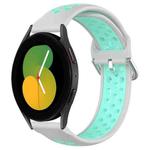 For Samsung Galaxy Watch 5 44mm 20mm Perforated Breathable Sports Silicone Watch Band(Grey+Water Duck)