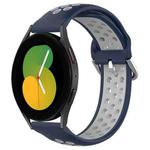 For Samsung Galaxy Watch 5 44mm 20mm Perforated Breathable Sports Silicone Watch Band(Midnight Blue + Gray)