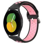 For Samsung Galaxy Watch 5 40mm 20mm Perforated Breathable Sports Silicone Watch Band(Black+Pink)