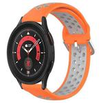 For Samsung Galaxy Watch 5 Pro 45mm 20mm Perforated Breathable Sports Silicone Watch Band(Orange+Grey)