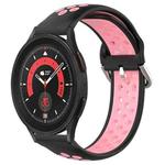For Samsung Galaxy Watch 5 Pro 45mm 20mm Perforated Breathable Sports Silicone Watch Band(Black+Pink)