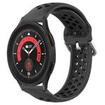 For Samsung Galaxy Watch 5 Pro 45mm 20mm Perforated Breathable Sports Silicone Watch Band(Black)