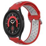 For Samsung Galaxy Watch 5 Pro 45mm 20mm Perforated Breathable Sports Silicone Watch Band(Red+Grey)