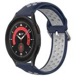 For Samsung Galaxy Watch 5 Pro 45mm 20mm Perforated Breathable Sports Silicone Watch Band(Midnight Blue + Gray)