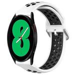 For Samsung Galaxy Watch 4 44mm 20mm Perforated Breathable Sports Silicone Watch Band(White+Black)