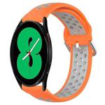 For Samsung Galaxy Watch 4 44mm 20mm Perforated Breathable Sports Silicone Watch Band(Orange+Grey)