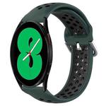 For Samsung Galaxy Watch 4 44mm 20mm Perforated Breathable Sports Silicone Watch Band(Olive Green+Black)