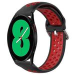 For Samsung Galaxy Watch 4 44mm 20mm Perforated Breathable Sports Silicone Watch Band(Black+ Red)