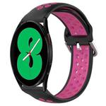 For Samsung Galaxy Watch 4 44mm 20mm Perforated Breathable Sports Silicone Watch Band(Black+Rose Red)