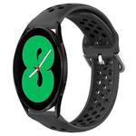 For Samsung Galaxy Watch 4 44mm 20mm Perforated Breathable Sports Silicone Watch Band(Black)