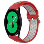 For Samsung Galaxy Watch 4 44mm 20mm Perforated Breathable Sports Silicone Watch Band(Red+Grey)