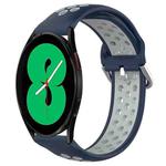 For Samsung Galaxy Watch 4 44mm 20mm Perforated Breathable Sports Silicone Watch Band(Midnight Blue + Gray)