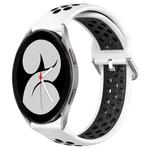 For Samsung Galaxy Watch 4 40mm 20mm Perforated Breathable Sports Silicone Watch Band(White+Black)