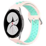 For Samsung Galaxy Watch 4 40mm 20mm Perforated Breathable Sports Silicone Watch Band(Pink+ Water Duck)