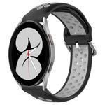 For Samsung Galaxy Watch 4 40mm 20mm Perforated Breathable Sports Silicone Watch Band(Black+ Grey)