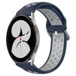 For Samsung Galaxy Watch 4 40mm 20mm Perforated Breathable Sports Silicone Watch Band(Midnight Blue + Gray)