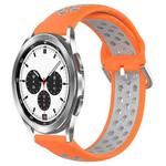 For Samsung  Galaxy Watch 4 Classic 42mm 20mm Perforated Breathable Sports Silicone Watch Band(Orange+Grey)