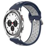 For Samsung  Galaxy Watch 4 Classic 42mm 20mm Perforated Breathable Sports Silicone Watch Band(Midnight Blue + Gray)