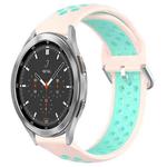 For Samsung  Galaxy Watch 4 Classic 46mm 20mm Perforated Breathable Sports Silicone Watch Band(Pink+ Water Duck)